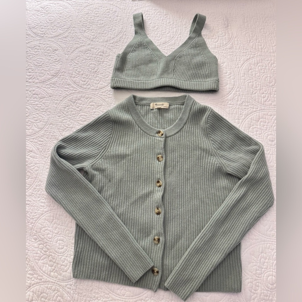 Madewell Cashmere Cardigan Sweater (XS) and Bralette (S) Set - NWOT